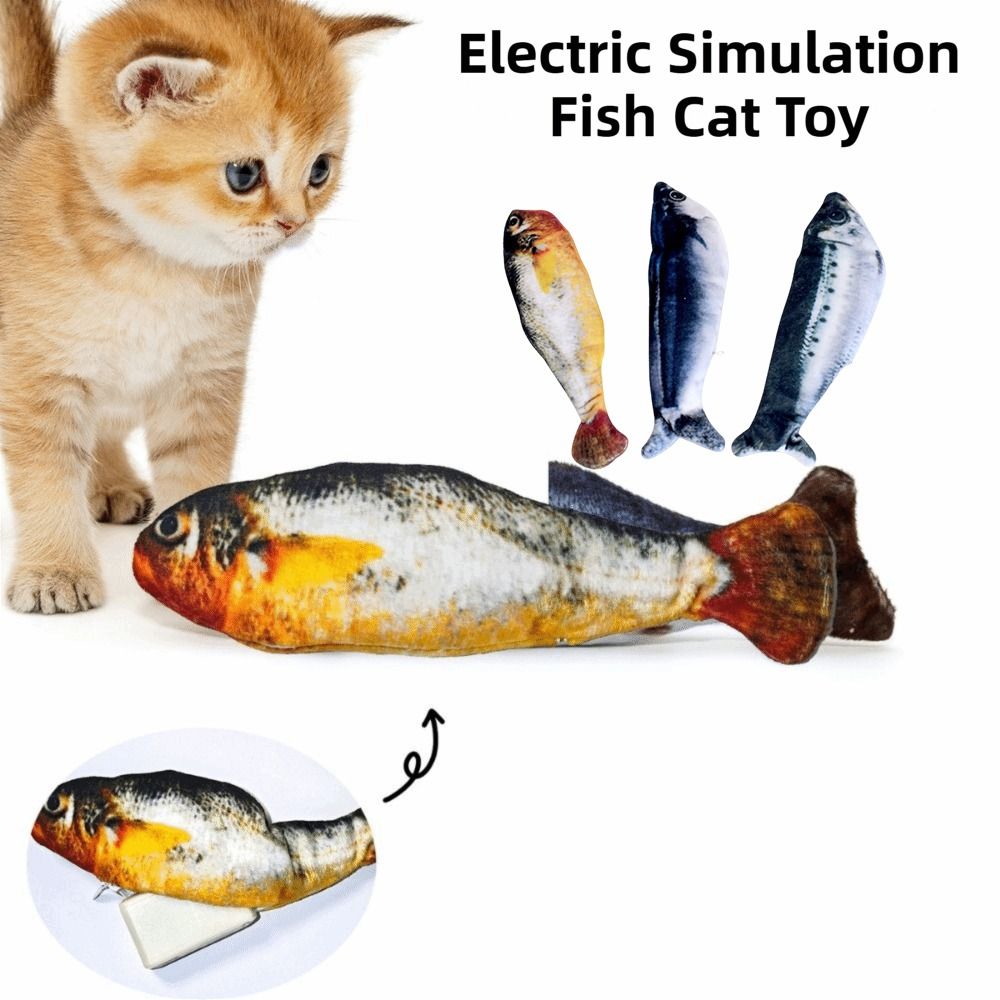 Power Tools Cat - لعبة سمكة كهربائية للقطط بذيل متحرك،