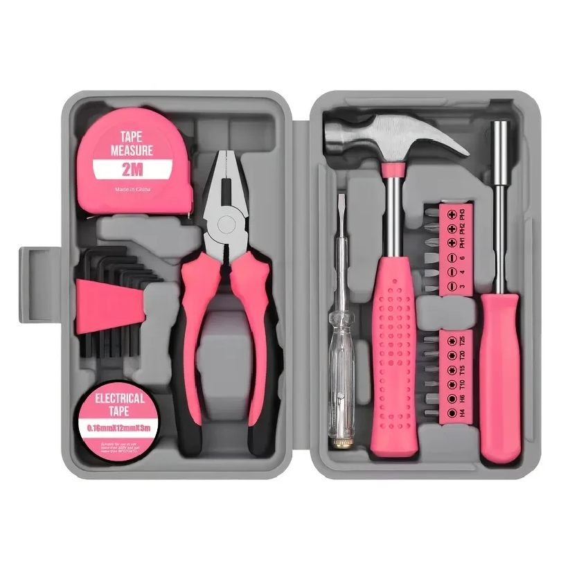 Power Tools Pink - طقم أدوات وردي 23+1 قطعة، أدوات