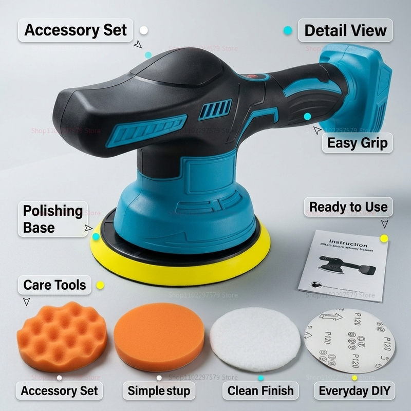 ملمع سيارات لاسلكي 18 فولت، آل - مراجعة Power Tools Sander وسعره