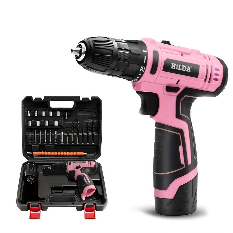 مثقاب يدوي وردي اللون 10 مم، م - مراجعة Power Tools Pink وسعره