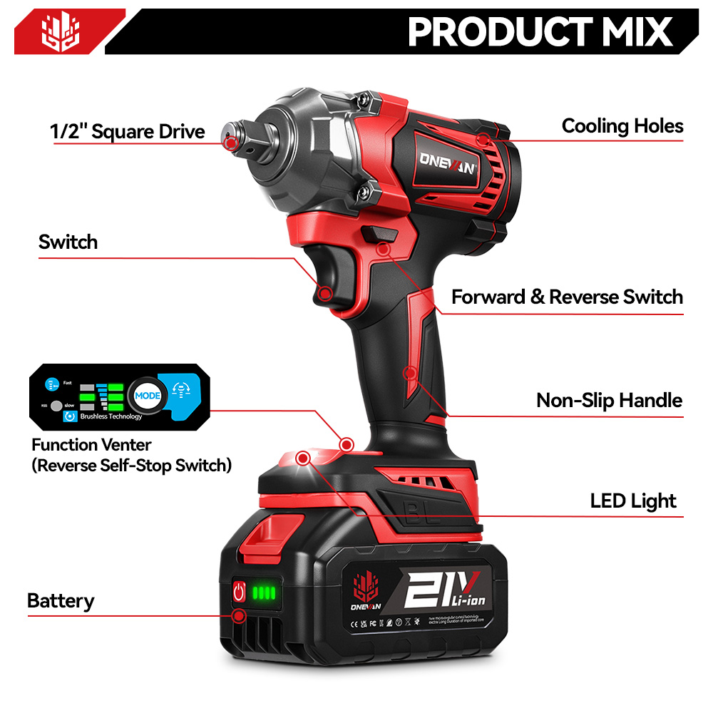ONEVAN 1200N.M فرش مفتاح ربط ك - مراجعة Power Tools Pink وسعره