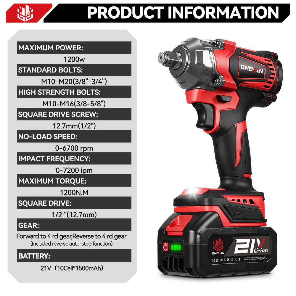ONEVAN 1200N.M فرش مفتاح ربط ك - مراجعة Power Tools Pink وسعره
