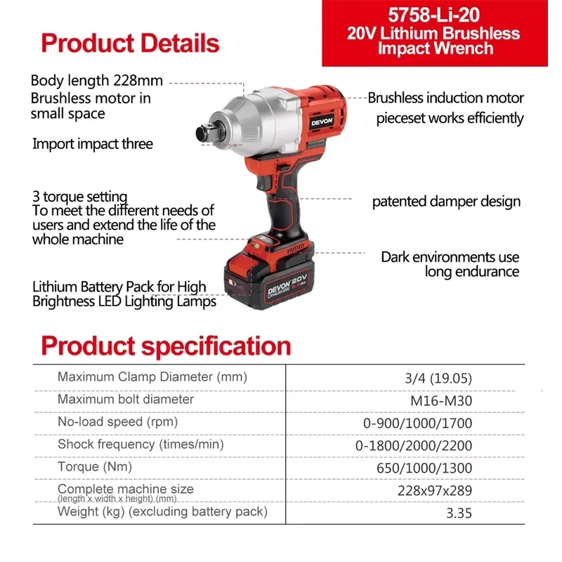 مفتاح ربط دافع ديفون 20 فولت ب - مراجعة Power Tools Impact Wrench وسعره